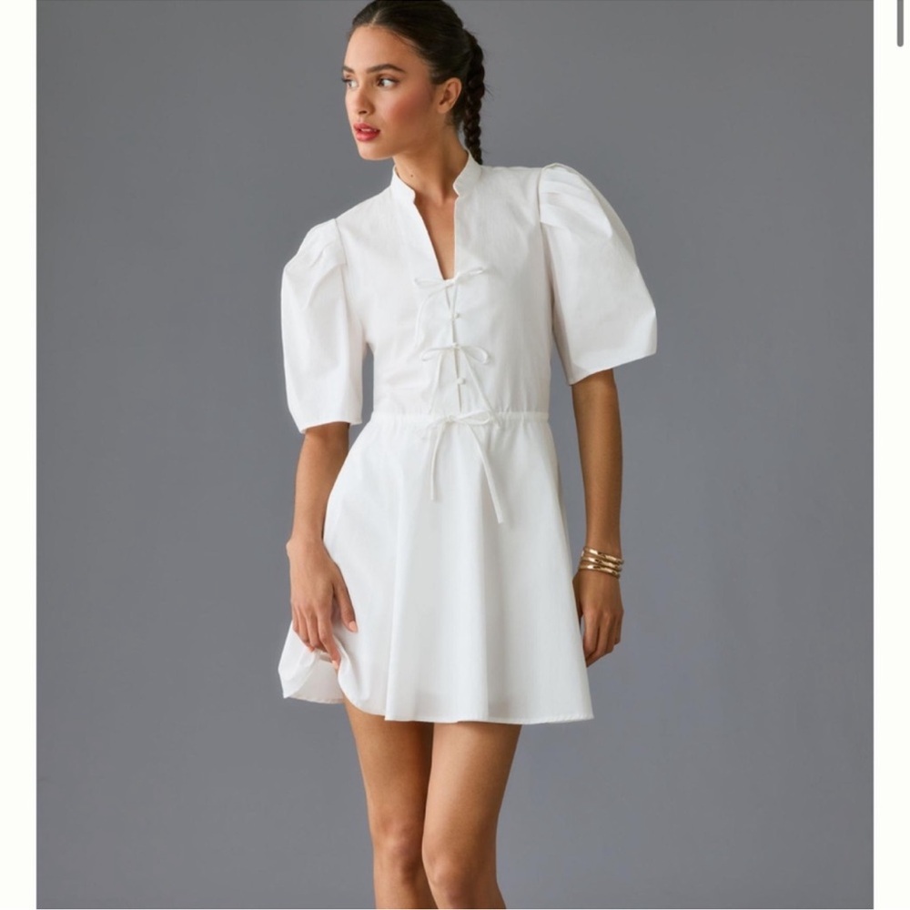 En Saison White Puff Sleeve Dress